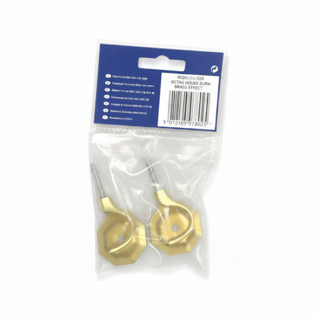 Swish Pair of Octagonal Tieback Hook Burn Brass Effect