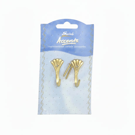 Swish Pair of Tieback Hook Fantil Brass