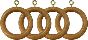 Wooden Curtain Pole Rings Pack of 4 Antique Pine Effect