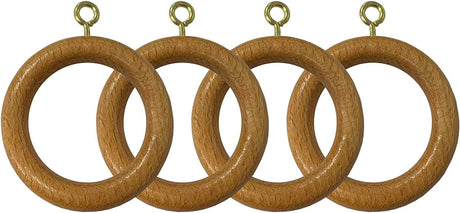 Wooden Curtain Pole Rings Pack of 4 Antique Pine Effect