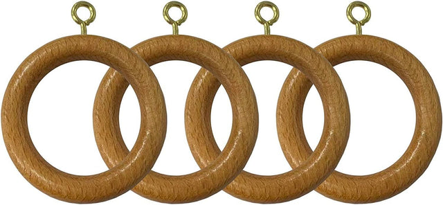 Wooden Curtain Pole Rings Pack of 4 Antique Pine Effect