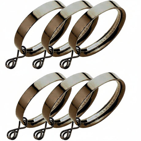 Swish Curtain Pole Rings Flat Ring Pack of 6 Brushed Silver Effect 35mm