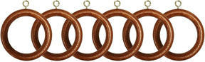 Wooden Curtain Pole Rings Pack of 6 Teak Effect 35mm