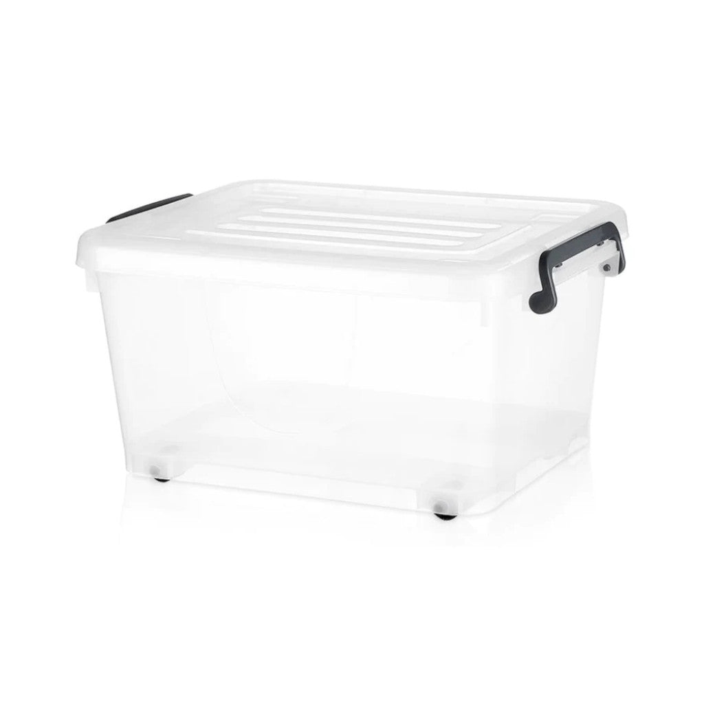 Wheeled Storage Box with Lid Platinum | 100L