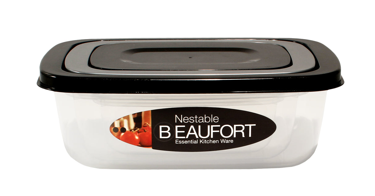 Set of 3 Nestable Rectangular Food Storage Containers Platinum