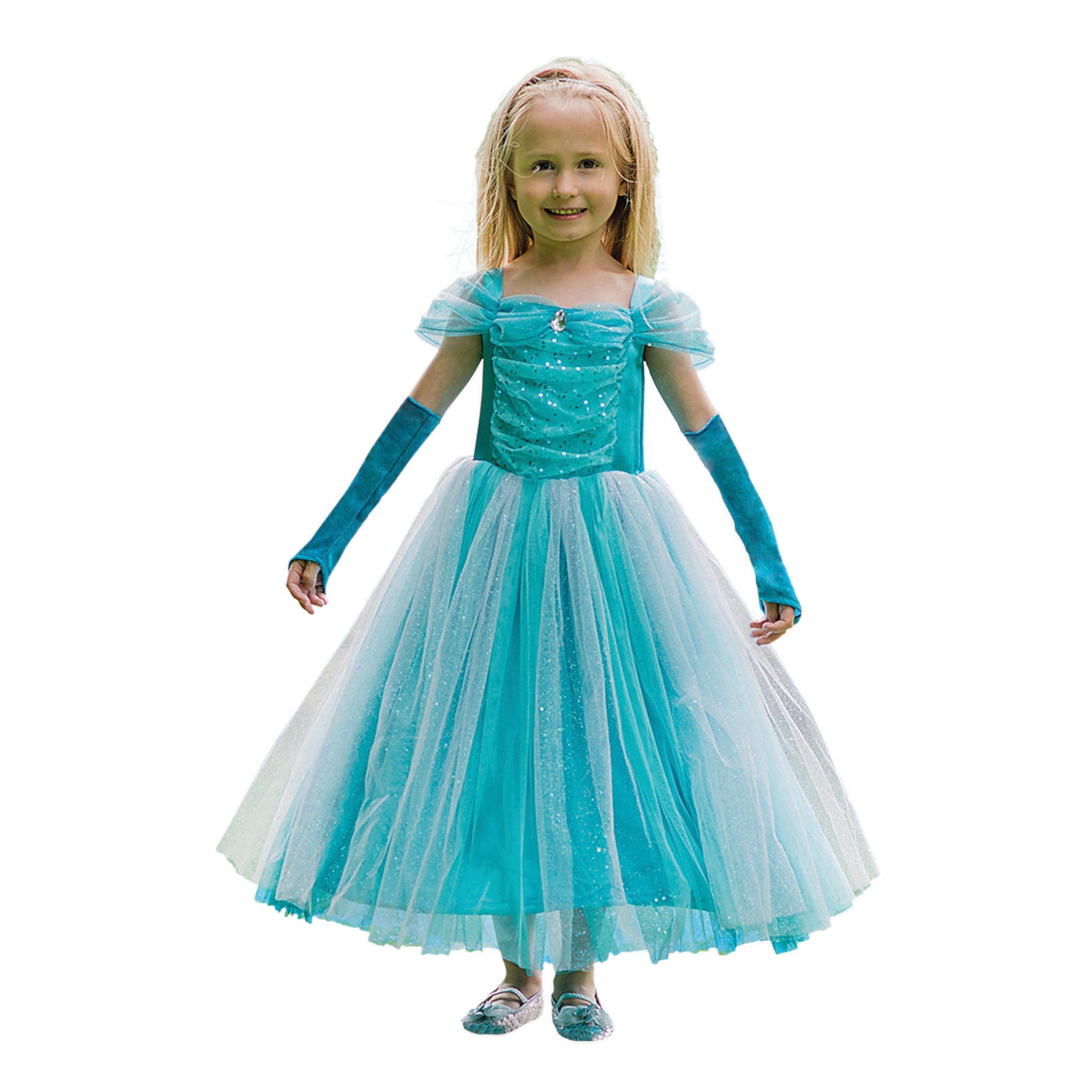Turquoise Sparkle Princess Costume | 9-11 Years 134-146cm