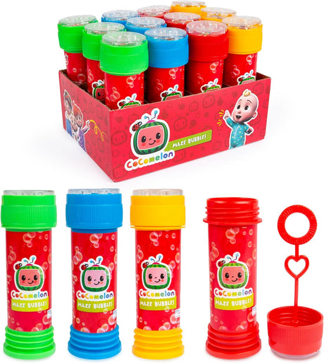 CoComelon 12 Pack Bubble Solution for Kids | Includes Maze Lids &amp; Wands