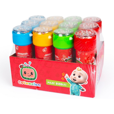 CoComelon 12 Pack Bubble Solution for Kids | Includes Maze Lids & Wands