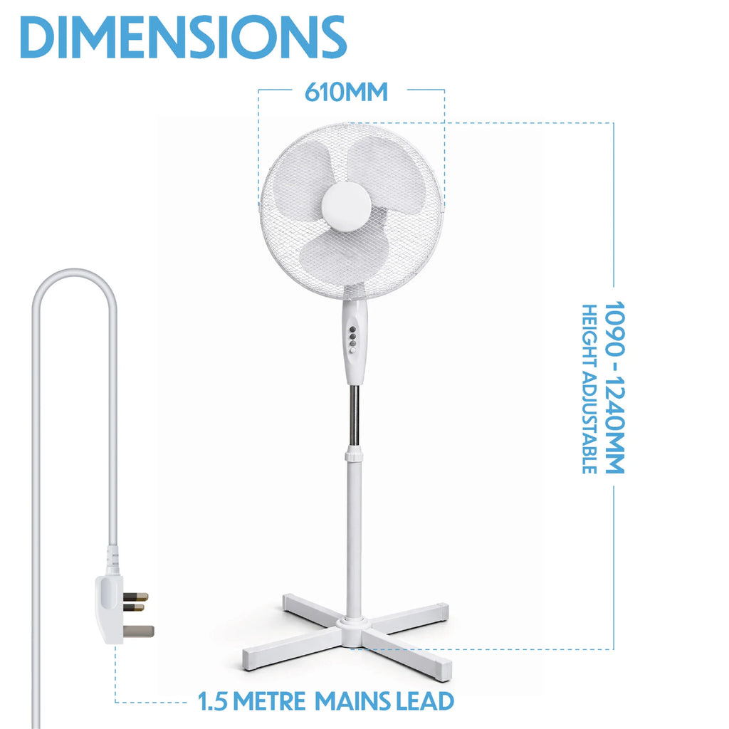 Prem-i-Air 16" Oscillating Pedestal Fan with 3 Speed Settings