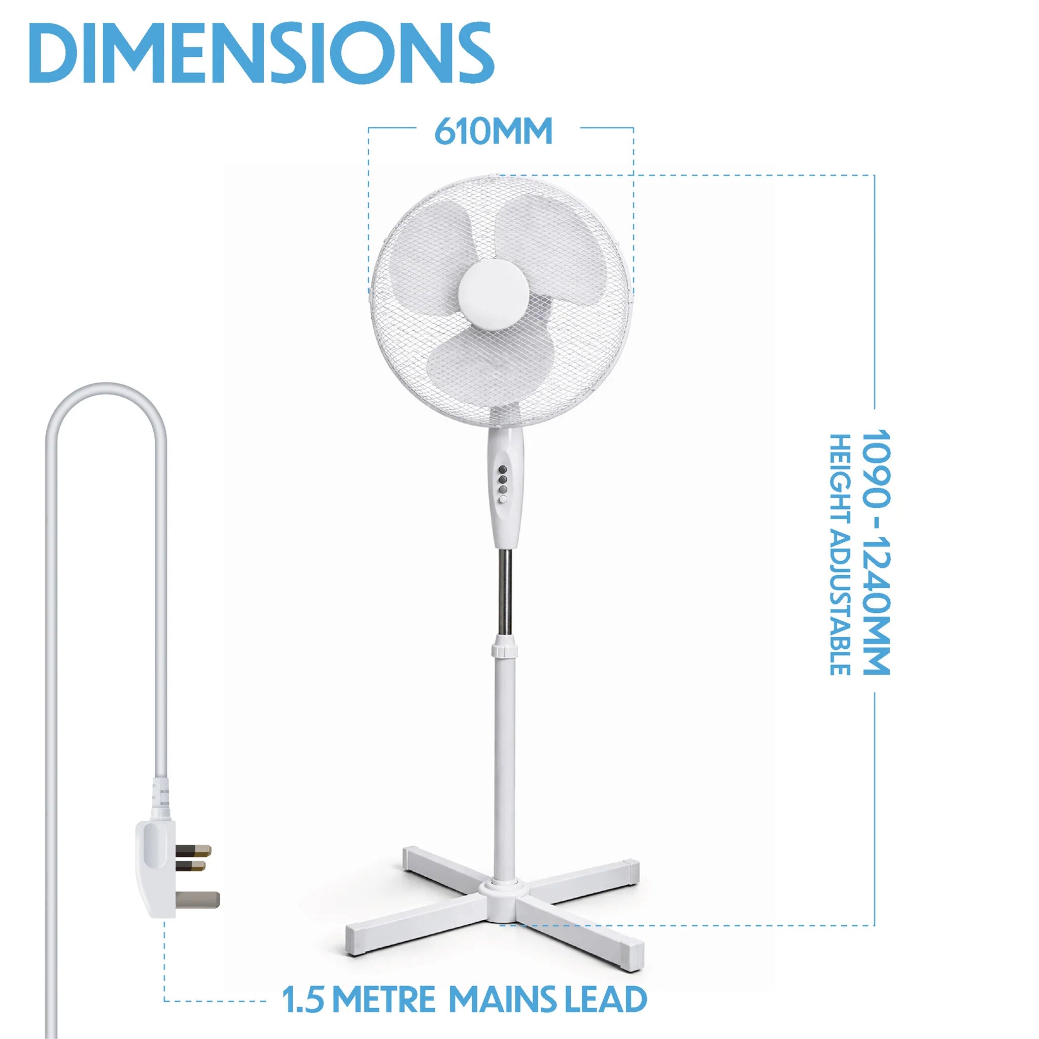 Prem-i-Air 16" Oscillating Pedestal Fan with 3 Speed Settings