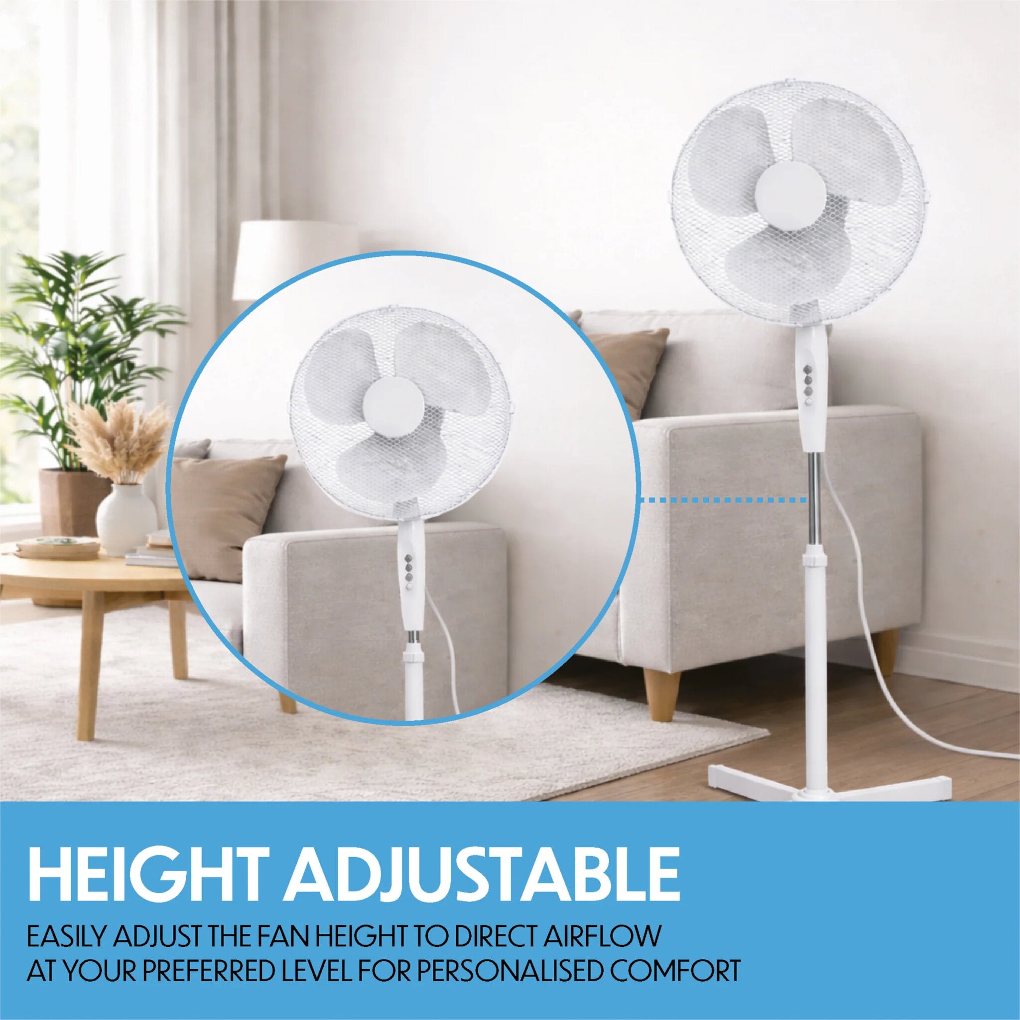 Prem-i-Air 16" Oscillating Pedestal Fan with 3 Speed Settings