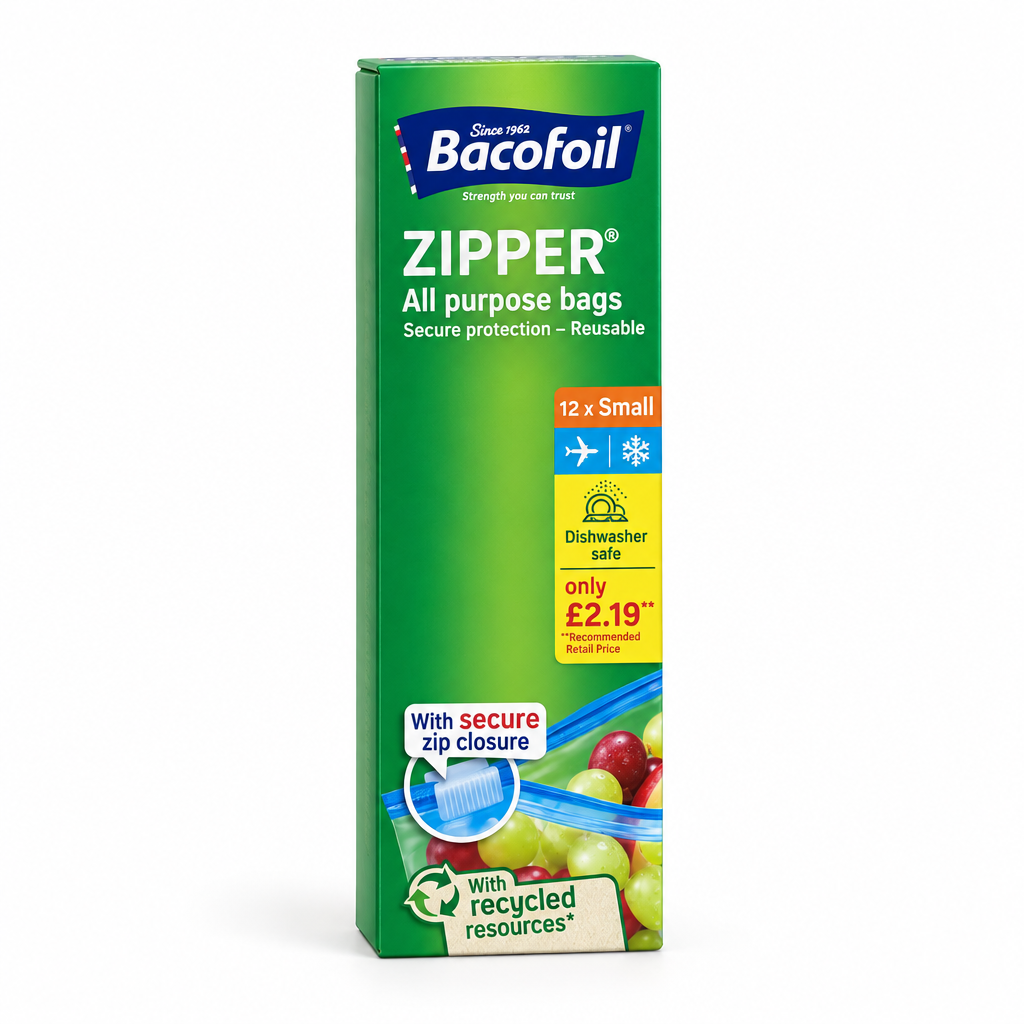 Bacofoil Small Zipper Food Storage Bags Reusable 12 Pack