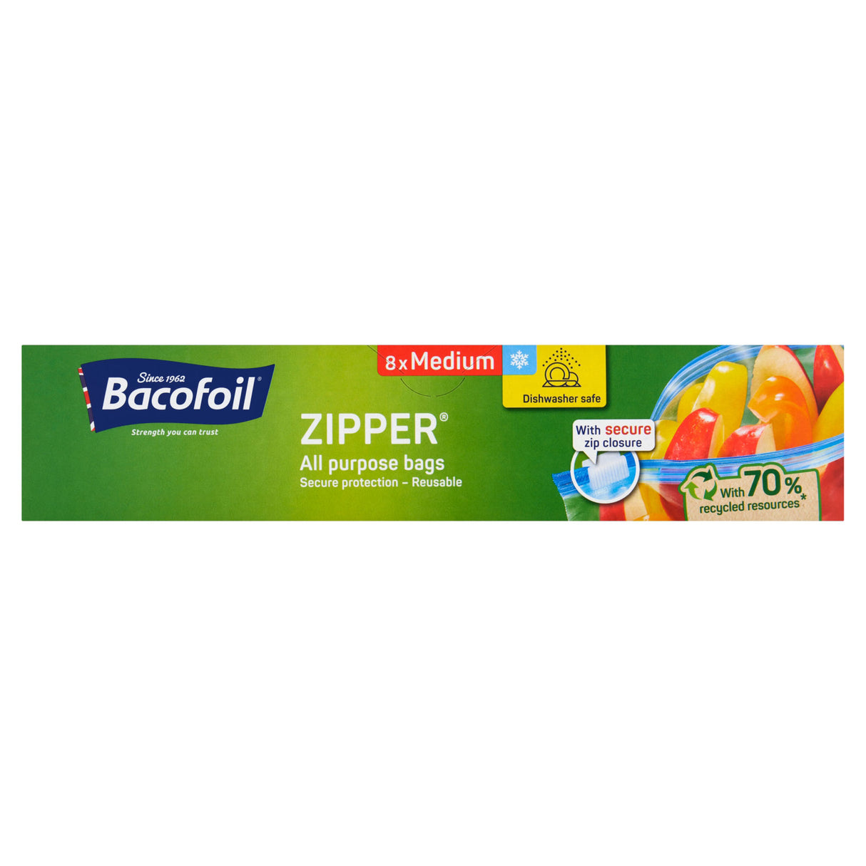 Bacofoil Zipper Bags Medium 8X3Ltr Capacity