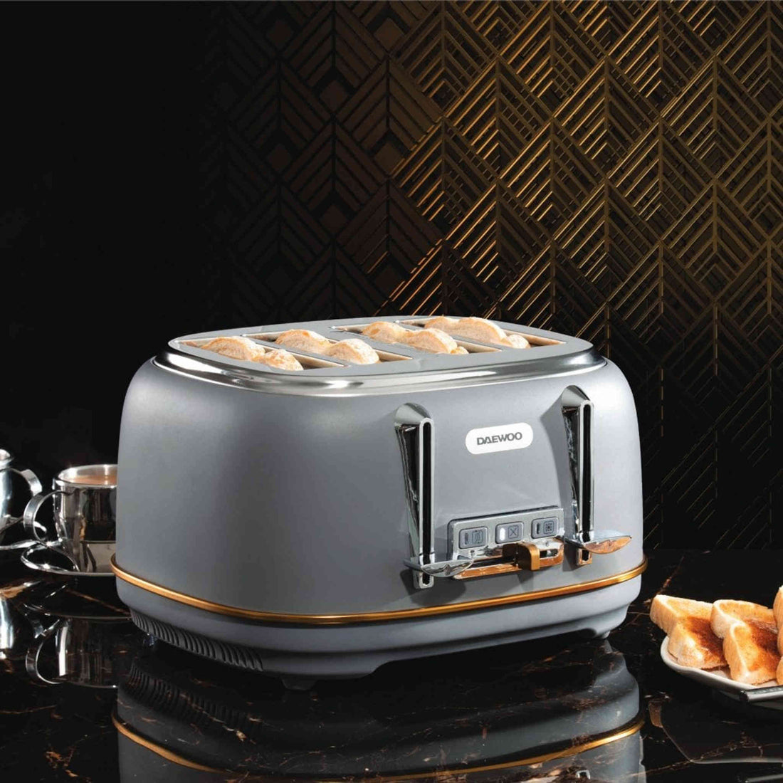 Daewoo Astoria 4 Slice Toaster 6 Level Browning Control | Grey