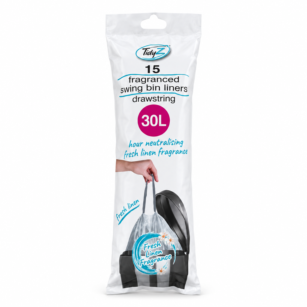 TidyZ Fresh Linen Fragranced Swing Bin Liners 30L Drawstring