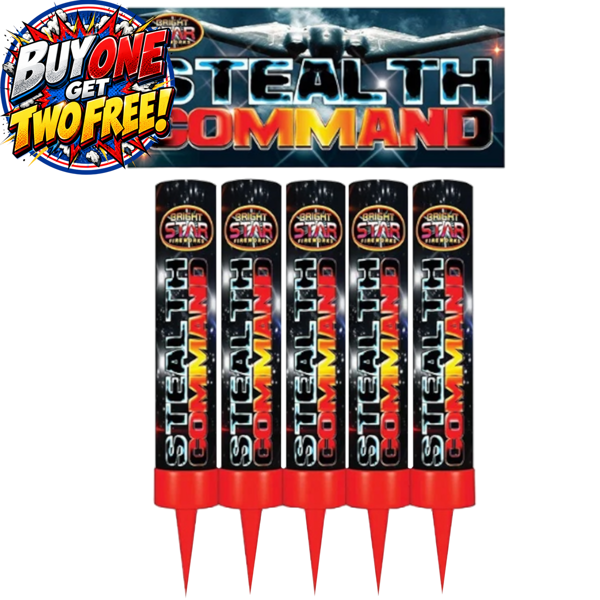 Stealth Command Single Shot | 5 Piece Roman Candles