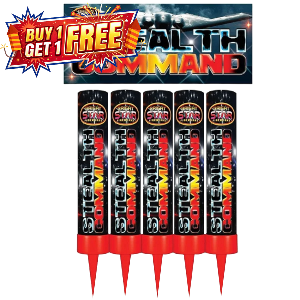 Stealth Command Single Shot | 5 Piece Roman Candles