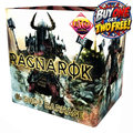Box art for the board game Ragnarök 16 Shot Barrage, featuring a heavily armored warrior holding a mace. A promotional 'Buy One Get Two Free!' badge is visible in the top right corner.