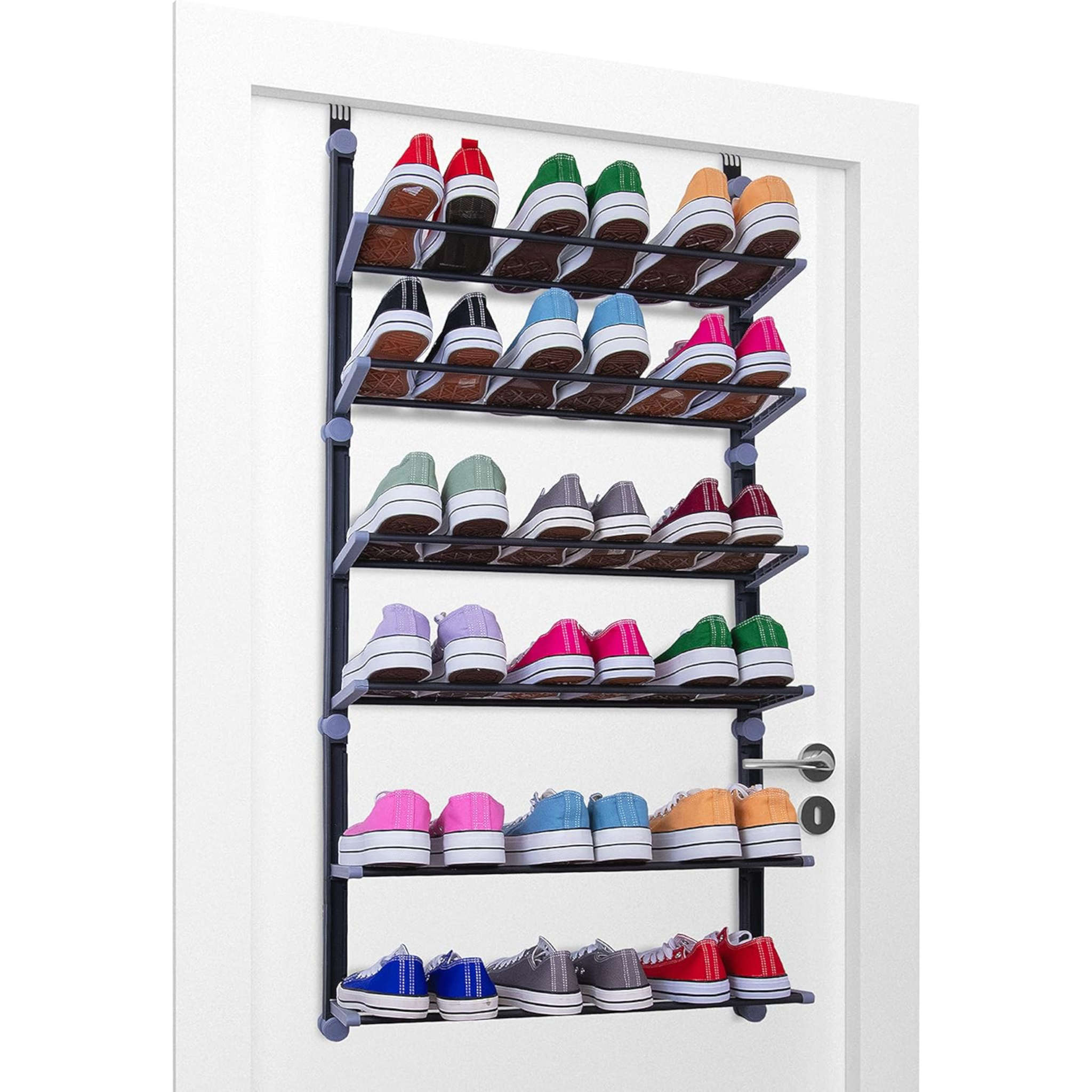 6 Tier Over The Door Shoe Organiser Grey