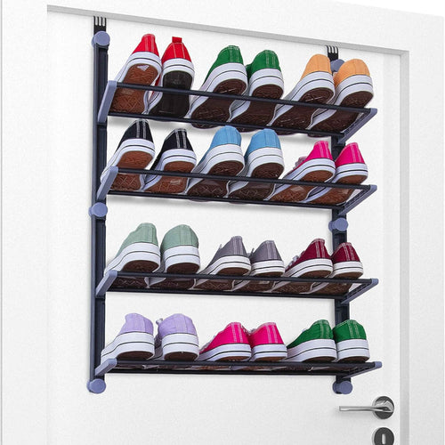 4 Tier Over The Door Shoe Organiser Grey
