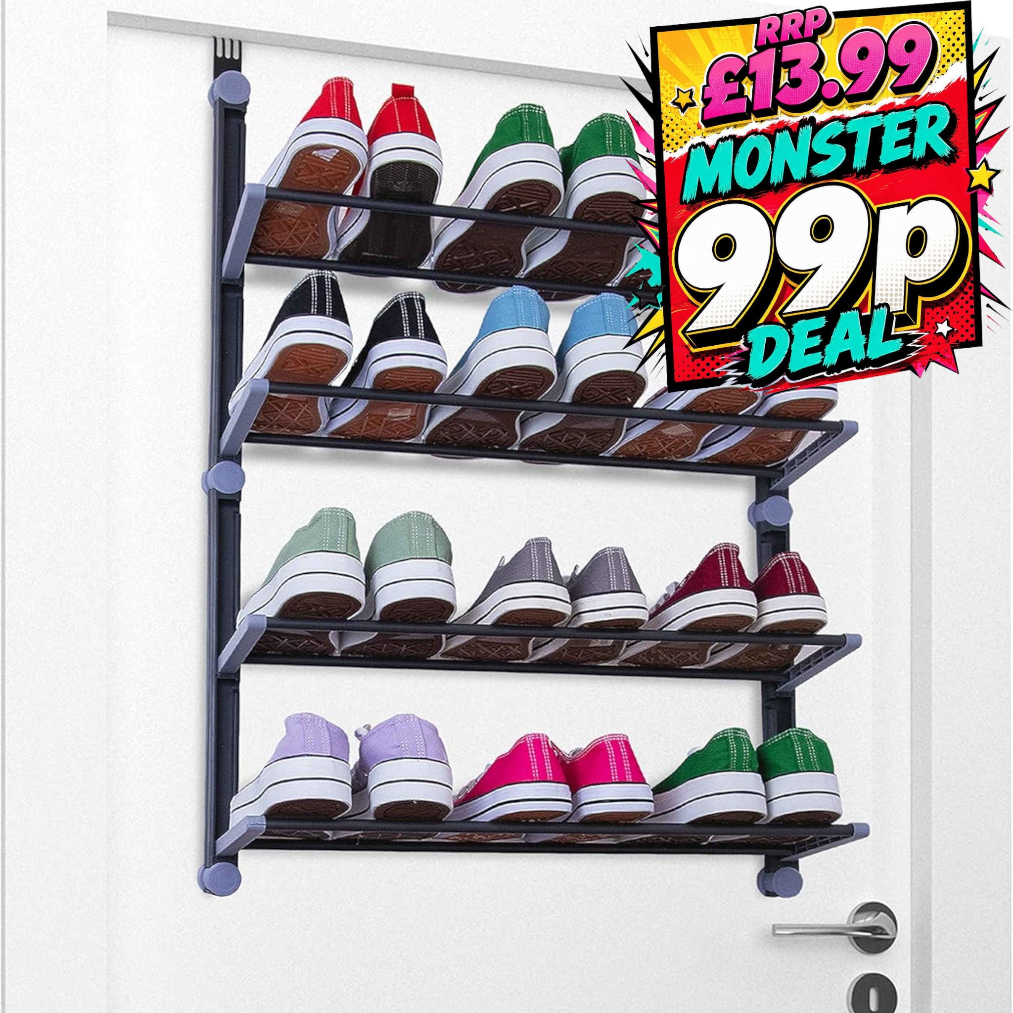 4 Tier Over The Door Shoe Organiser – Space-Saving Storage Rack