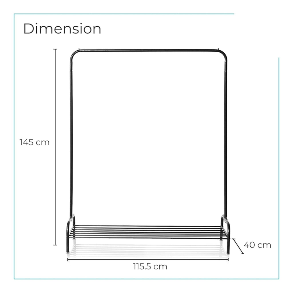 Heavy Duty Freestanding Garment Rack Black with Hanging Rail and Lower Shelf