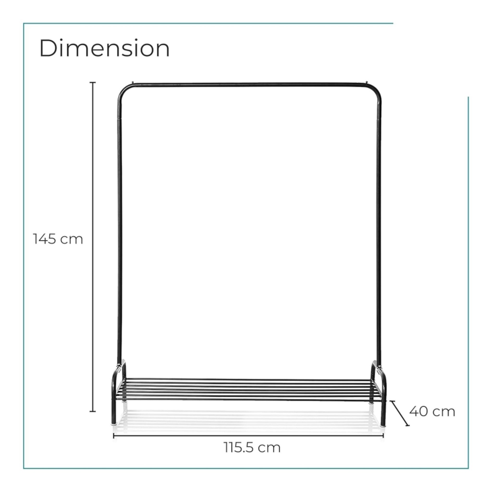 Heavy Duty Freestanding Garment Rack Black with Hanging Rail and Lower Shelf