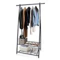 Heavy Duty Freestanding Garment Rack Black with Hanging Rail and 2 Tier Shelves