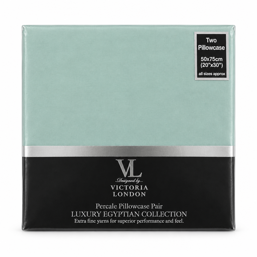 Blue percale pillowcase pack studio shot