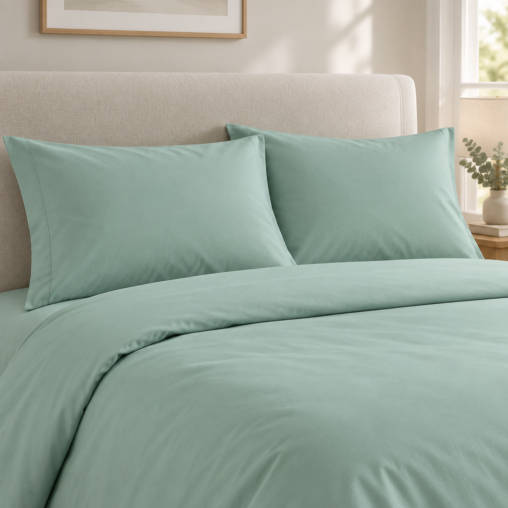 Blue percale pillowcases lifestyle