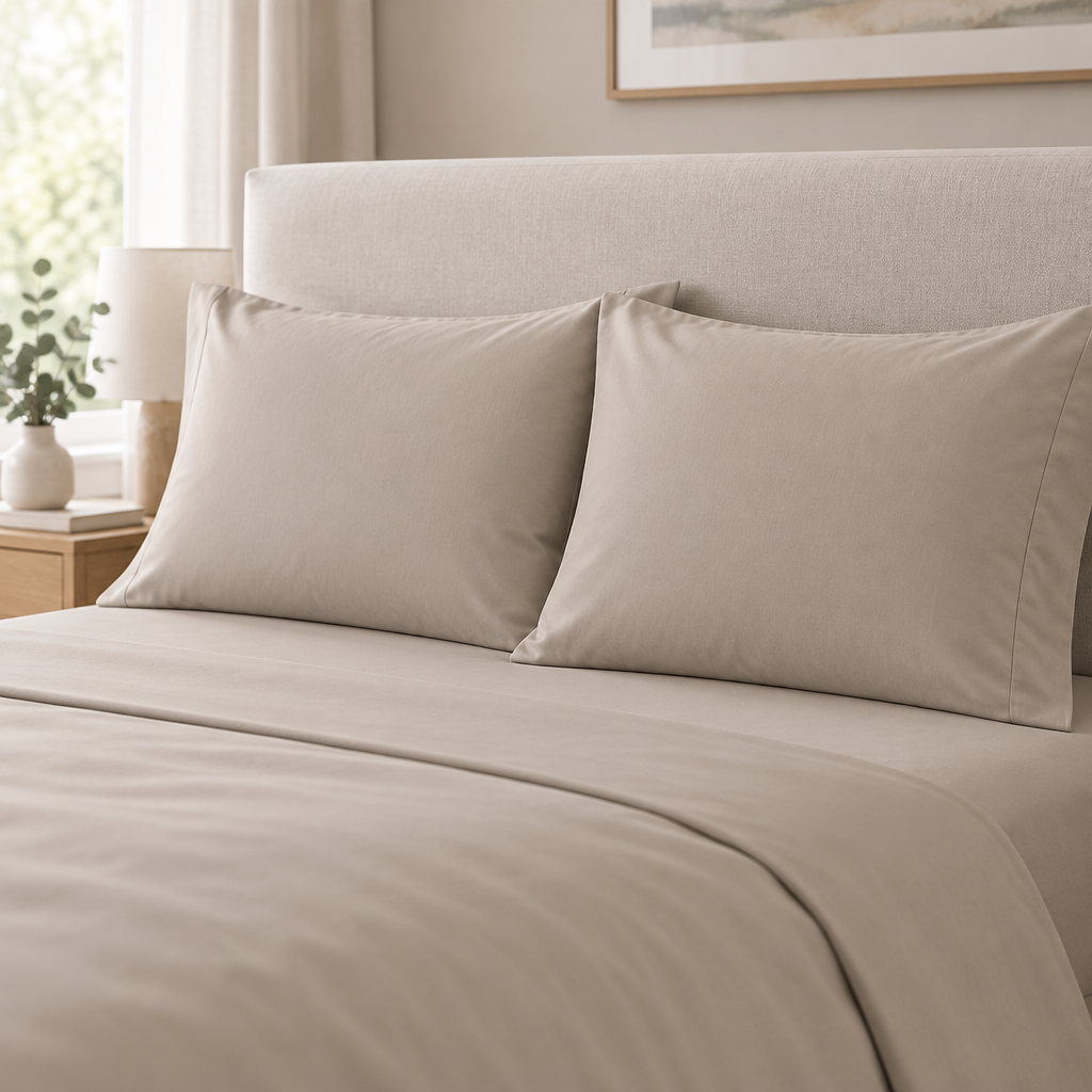 White percale pillowcases lifestyle