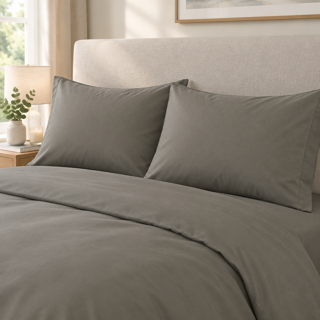 Black percale pillowcases lifestyle