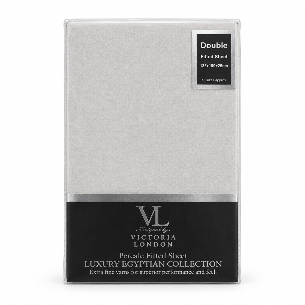 VL Percale Double Fitted Sheet Assorted Colours 135x190+25cm