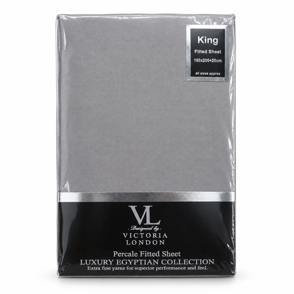 VL Percale King Fitted Sheet Assorted Colours 150x200+25cm