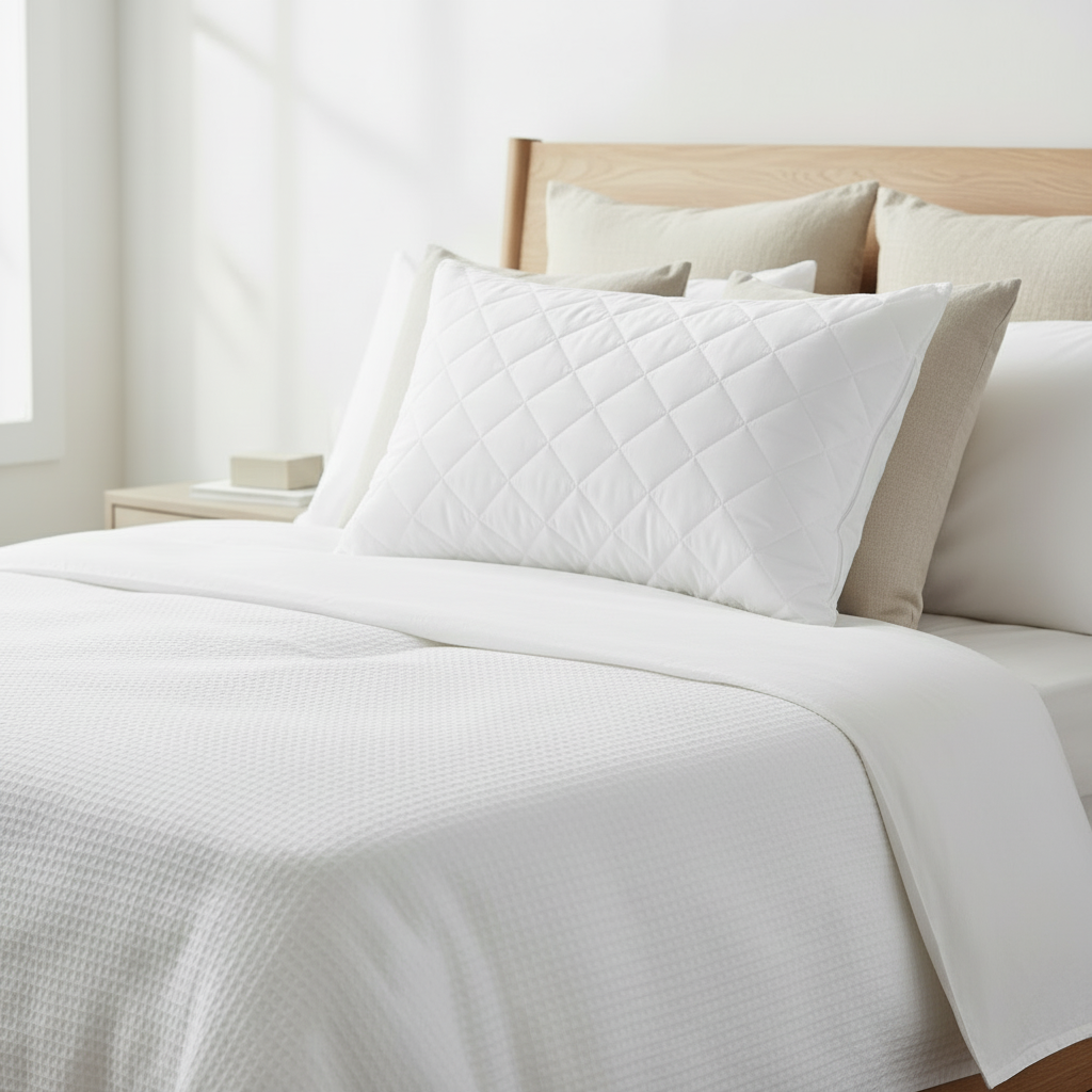 Luxury Quilted Waterproof Pillow Protectors 2 Pack with Zip 48 x 74cm
