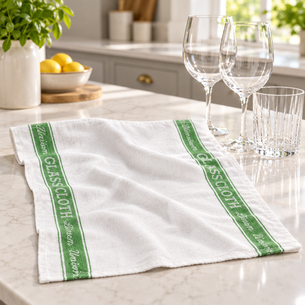 Linen Union Glass Cloth Green 50x70cm