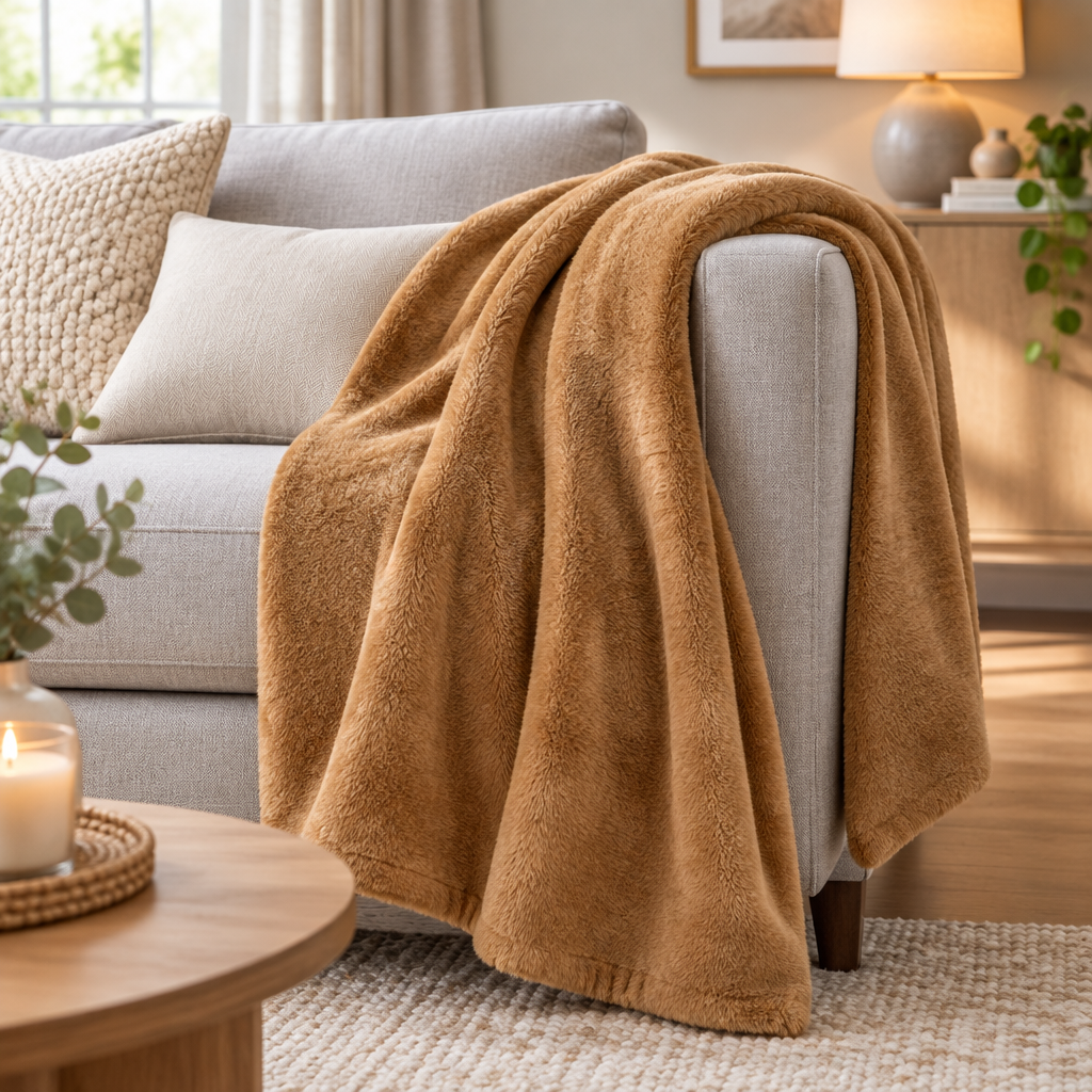 Soft & Snug Flannel Mink Throw Double 150x200cm