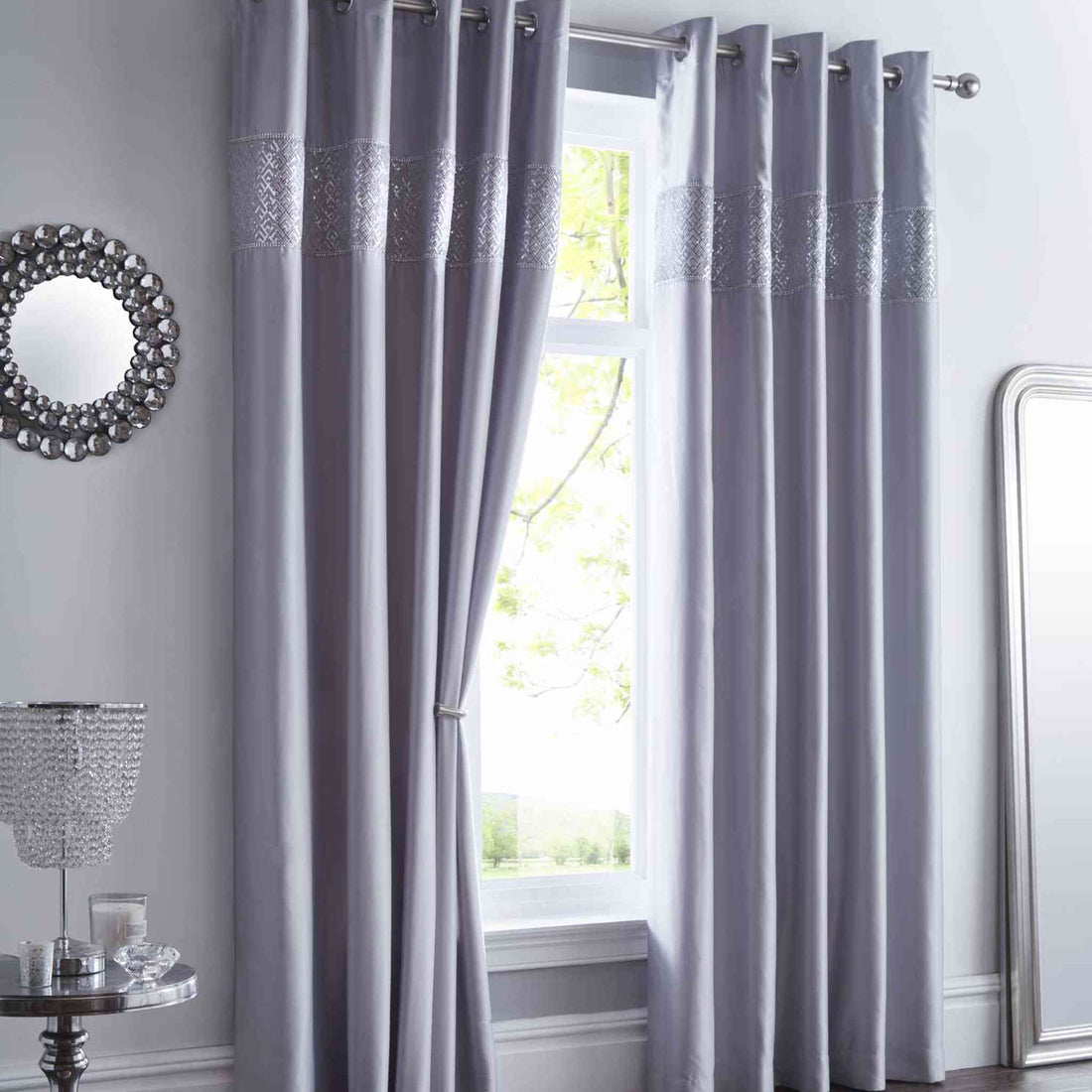 Shimmer Eyelet Curtain | 90x90in | Silver