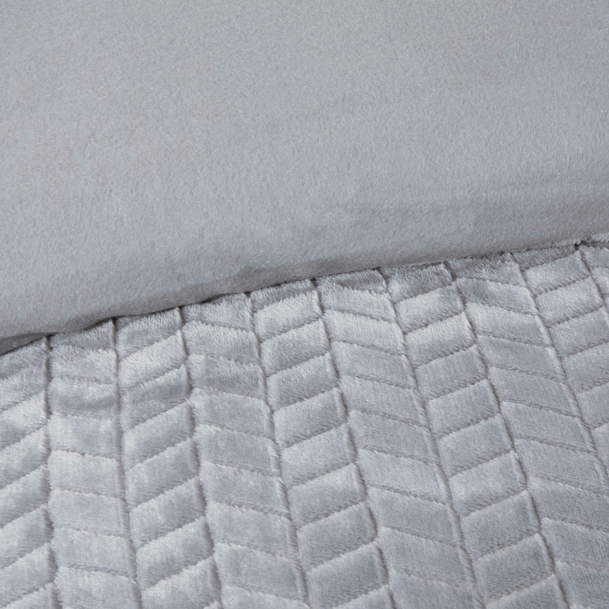 Chevron Faux Fur Duvet Set Double Silver Grey