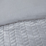 Chevron Faux Fur Duvet Set Double Silver Grey