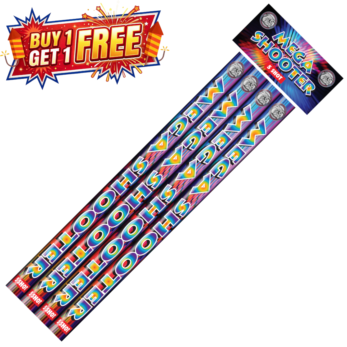 Mega Shooter 5 Shot | 4 Piece Roman Candles