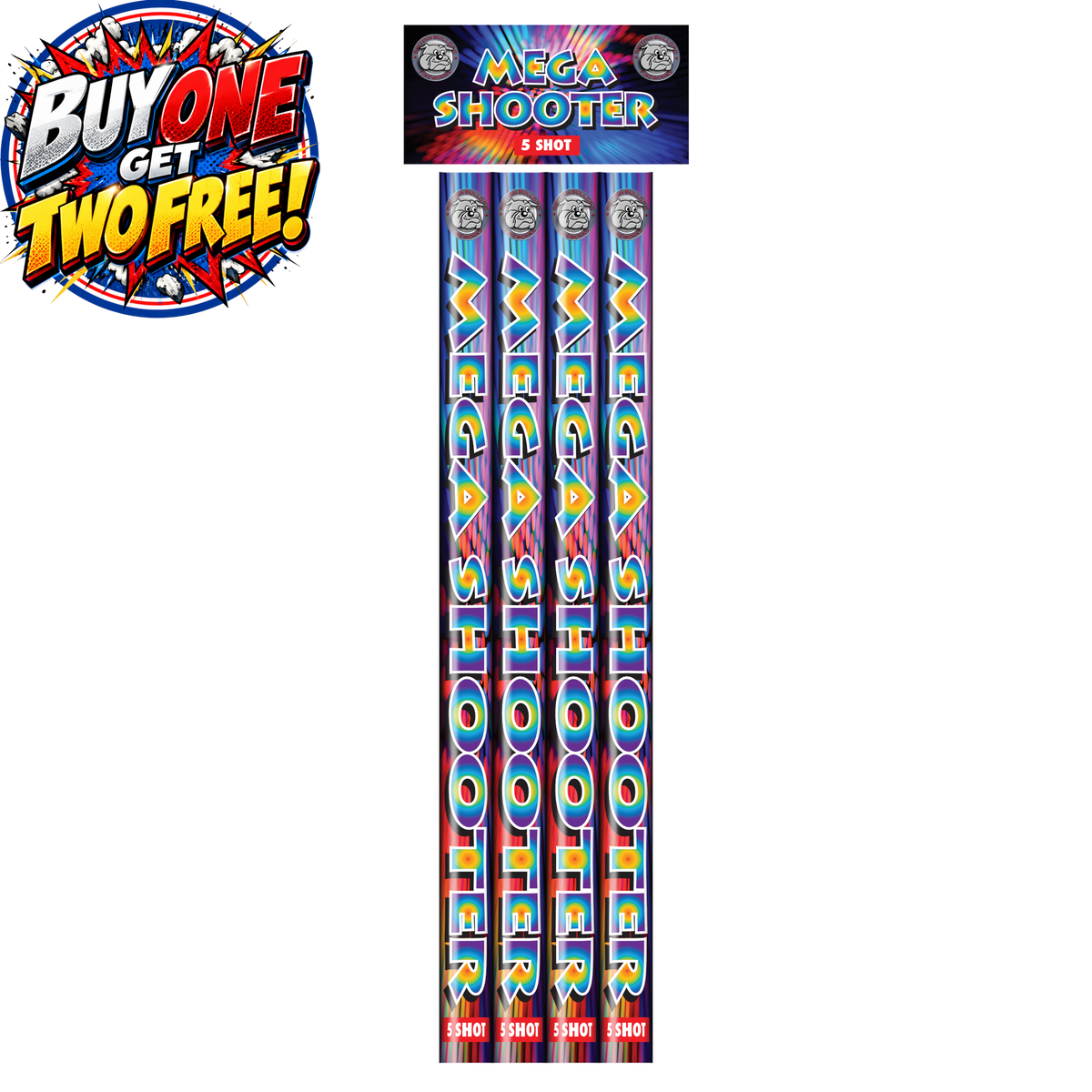 Mega Shooter 5 Shot | 4 Piece Roman Candles