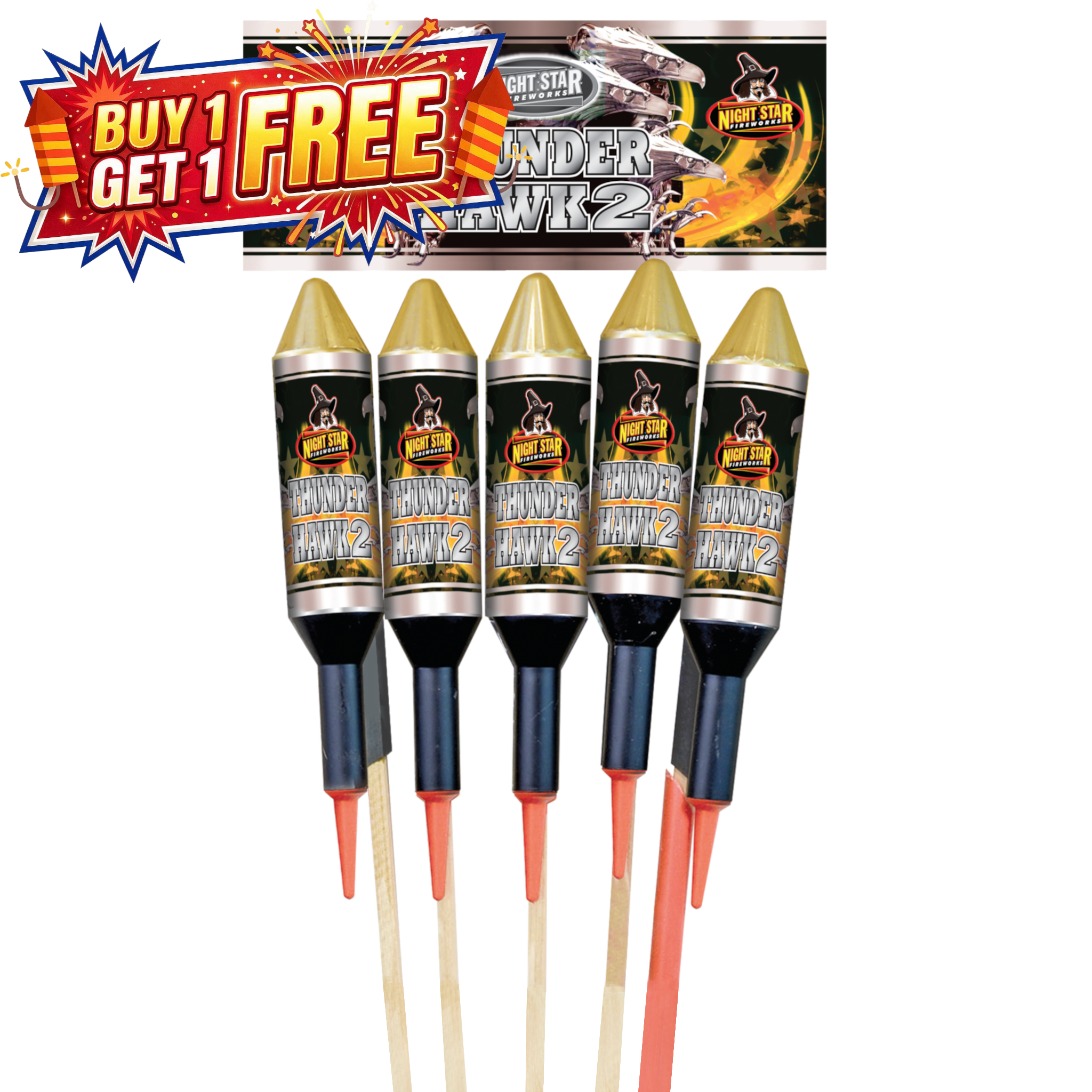 Thunder Hawk 2 Twin Burst Rockets 1.3G | 5 Pack