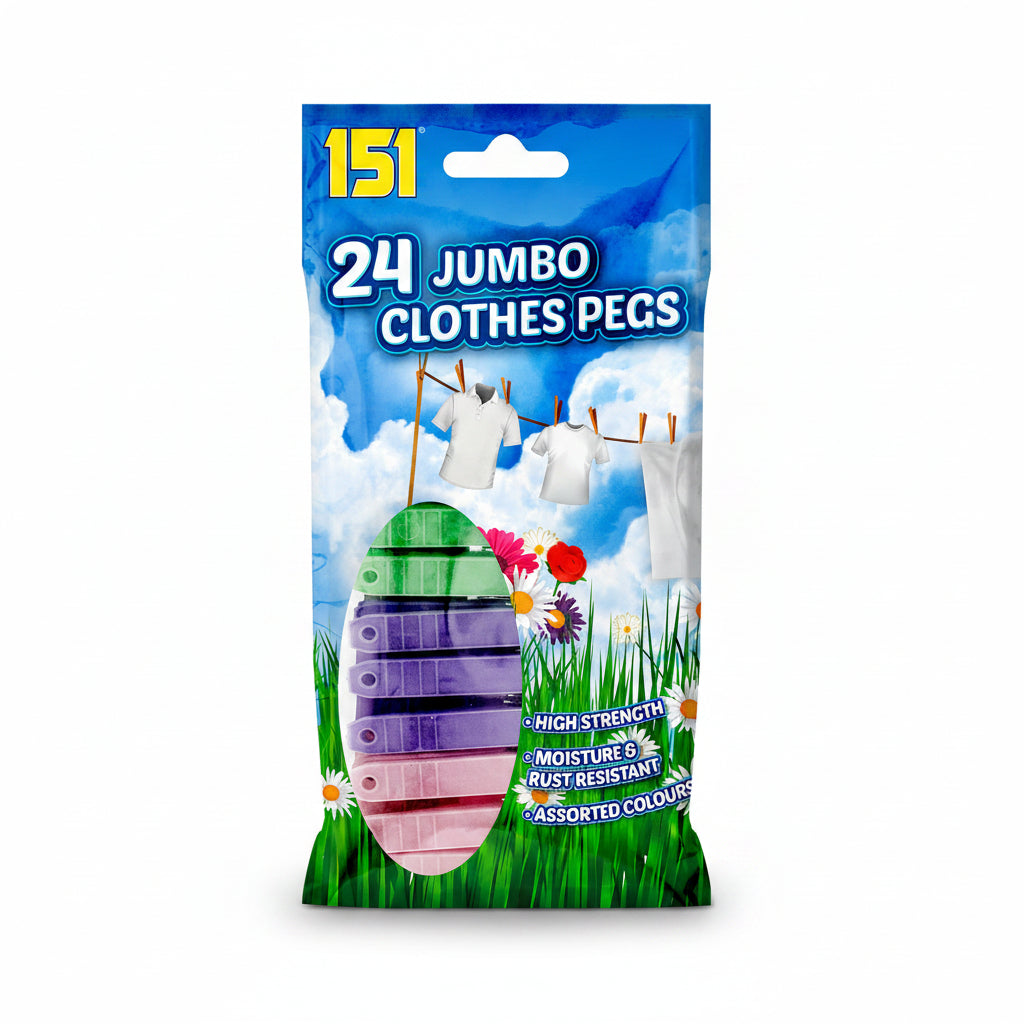Plas. Jumbo Clothes Pegs 24 Pack