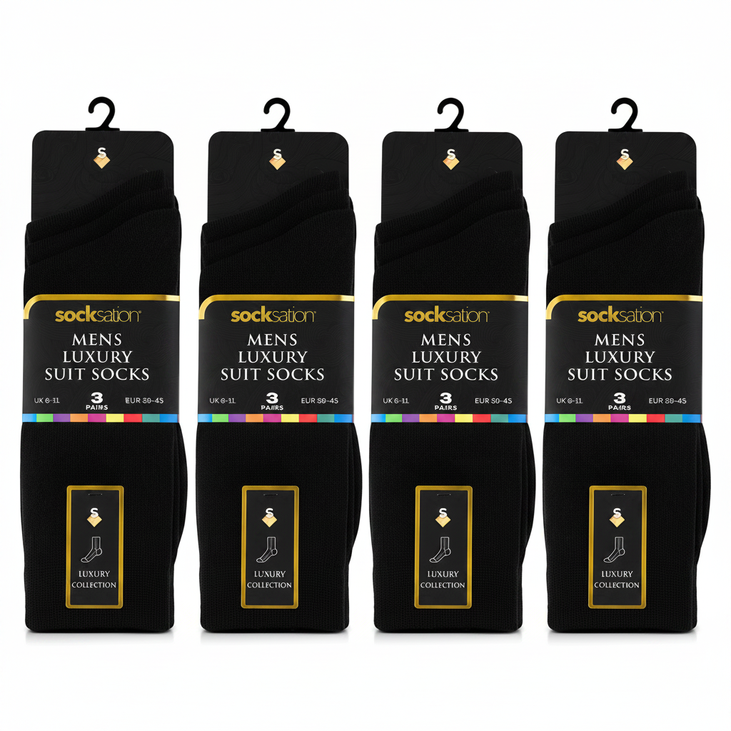3PK MEN LYCRA SOCKS PLAIN BLACK - 5700