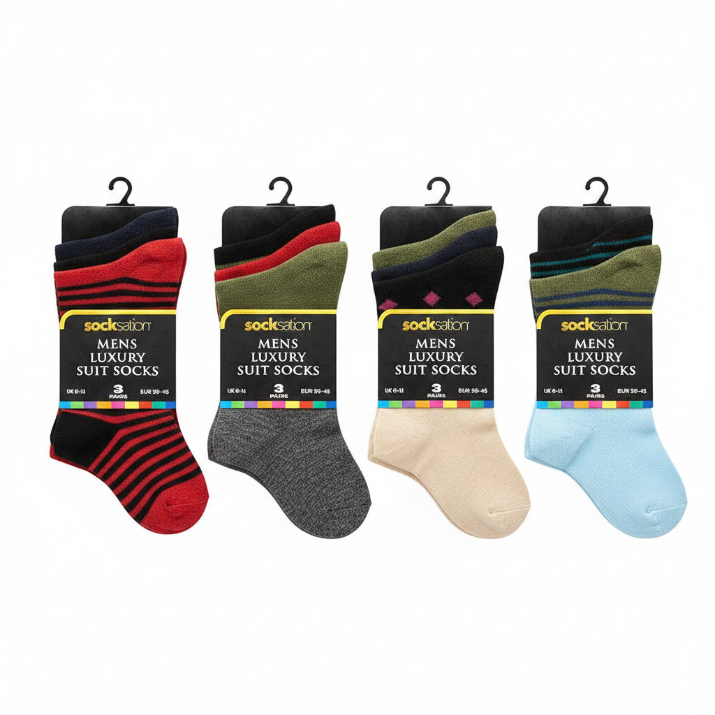 3PK MEN SUIT SOCKS - DESIGN 90623 6-11 MULTI