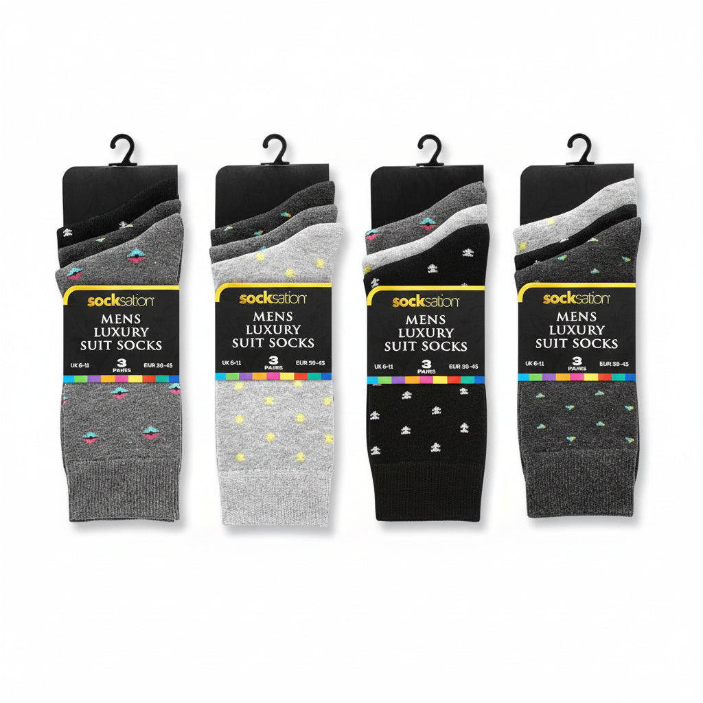 3PK MEN SUIT SOCKS - DESIGN 120623 6-11 MULTI 1 Dozen