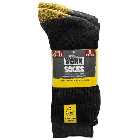 Work Socks, UK Size 6-11, 5 Pairs