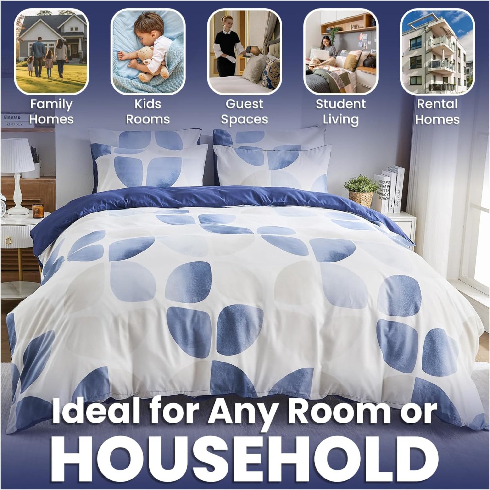 Nest & Rest Microfibre Duvet Set Rae Blue/Multi Double