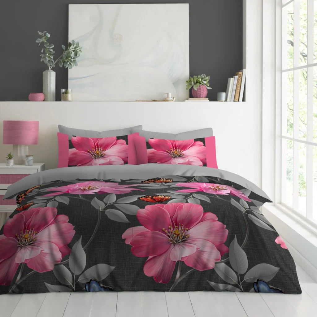 Microfiber Duvet Cover Set Floral Design Double | 2 Pack
